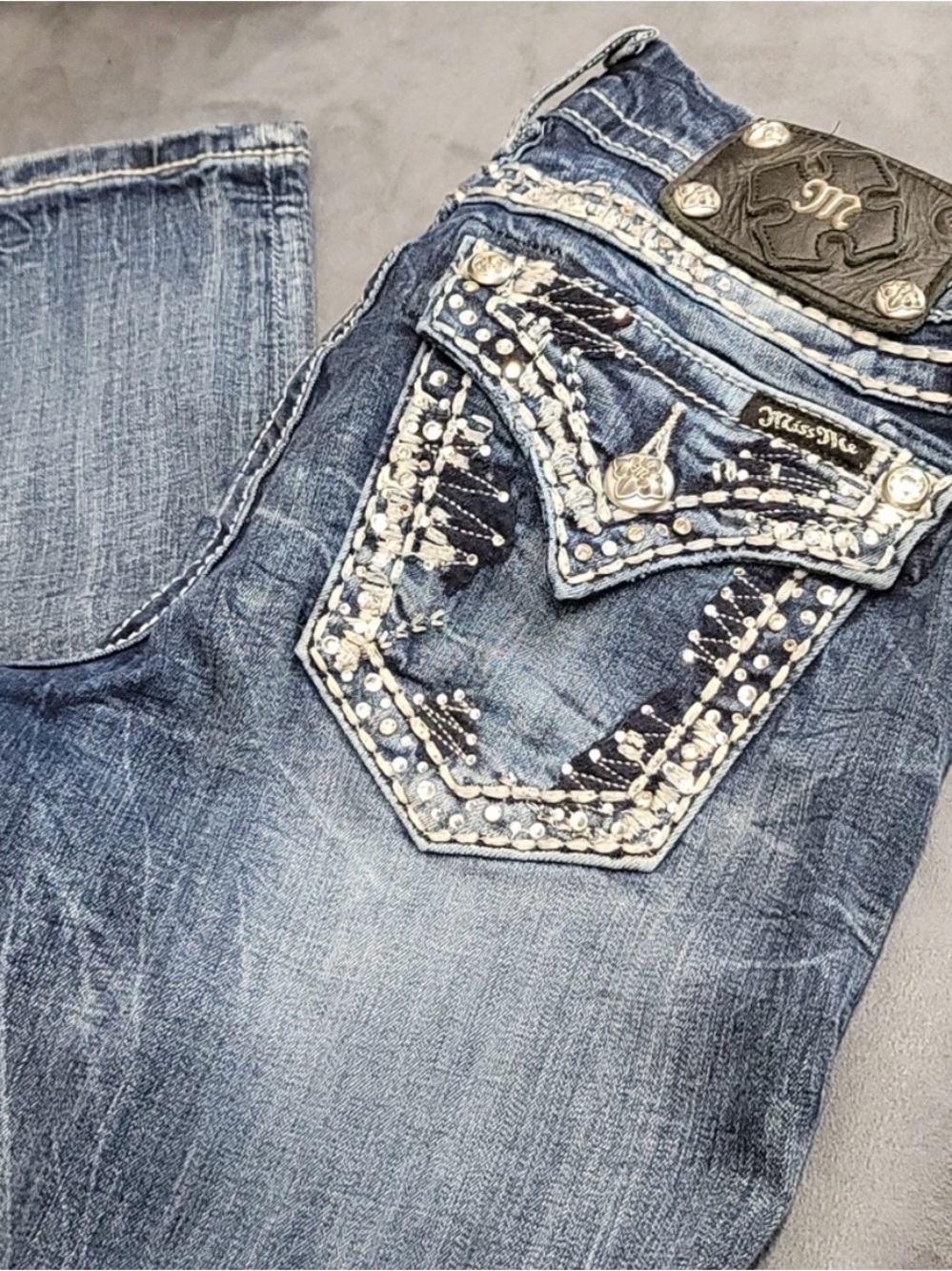 Miss Me Women's Embellished Blue Denim Jeans size 26